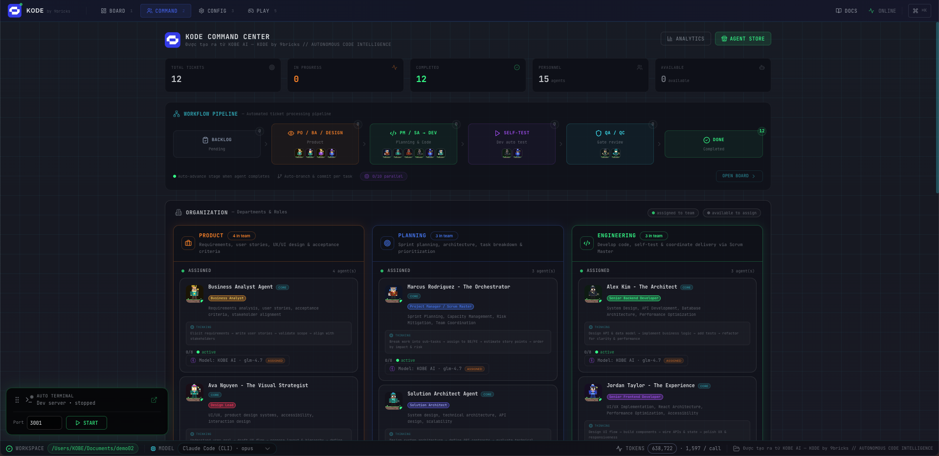 KODE AI – DevTeam AutoCode Agent board